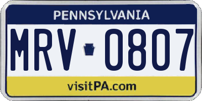 PA license plate MRV0807
