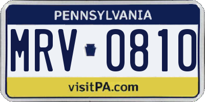 PA license plate MRV0810