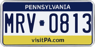 PA license plate MRV0813