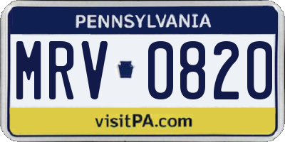 PA license plate MRV0820