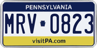 PA license plate MRV0823
