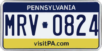 PA license plate MRV0824