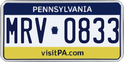 PA license plate MRV0833