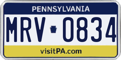 PA license plate MRV0834