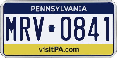 PA license plate MRV0841