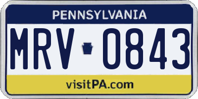 PA license plate MRV0843