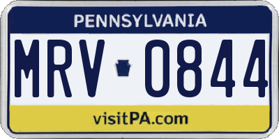 PA license plate MRV0844