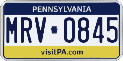 PA license plate MRV0845