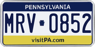 PA license plate MRV0852