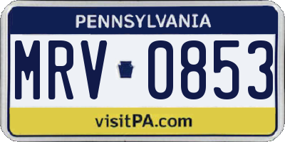 PA license plate MRV0853