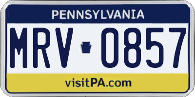 PA license plate MRV0857