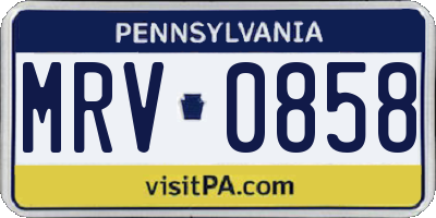 PA license plate MRV0858