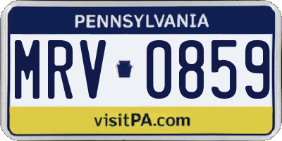 PA license plate MRV0859