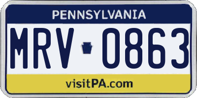 PA license plate MRV0863