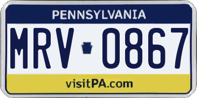 PA license plate MRV0867