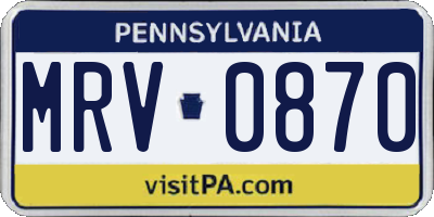 PA license plate MRV0870
