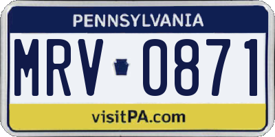 PA license plate MRV0871
