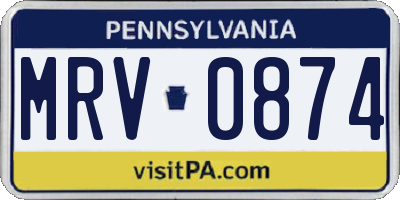 PA license plate MRV0874