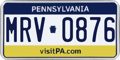 PA license plate MRV0876