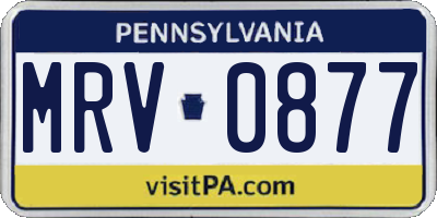 PA license plate MRV0877