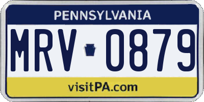 PA license plate MRV0879