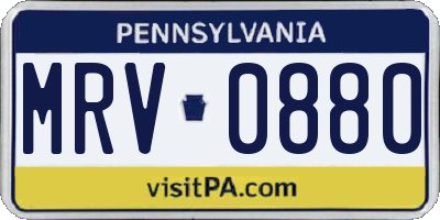 PA license plate MRV0880