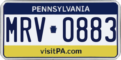 PA license plate MRV0883