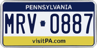 PA license plate MRV0887