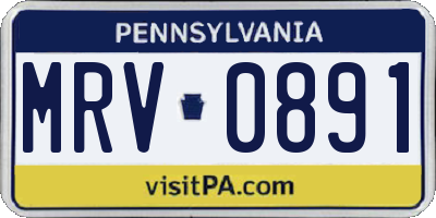 PA license plate MRV0891