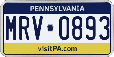 PA license plate MRV0893