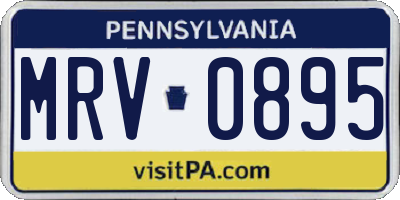 PA license plate MRV0895