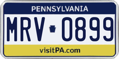PA license plate MRV0899