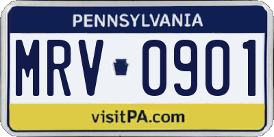 PA license plate MRV0901