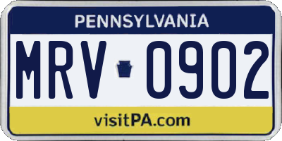PA license plate MRV0902