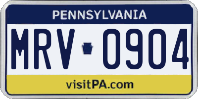 PA license plate MRV0904