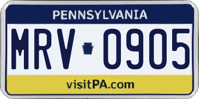 PA license plate MRV0905