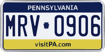 PA license plate MRV0906