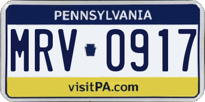 PA license plate MRV0917