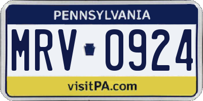 PA license plate MRV0924