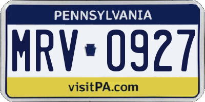 PA license plate MRV0927
