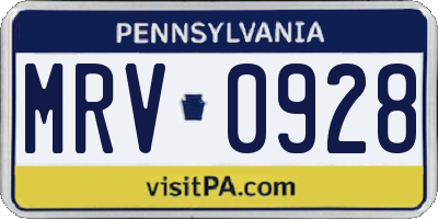 PA license plate MRV0928
