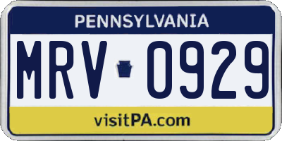 PA license plate MRV0929