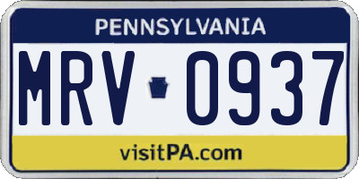 PA license plate MRV0937