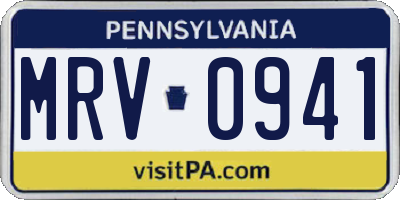 PA license plate MRV0941