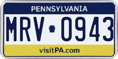 PA license plate MRV0943