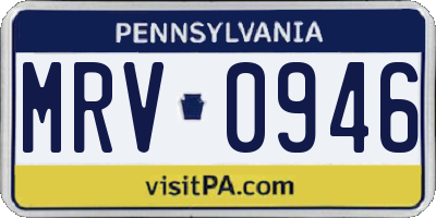 PA license plate MRV0946