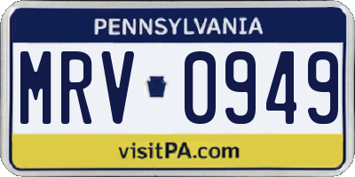 PA license plate MRV0949