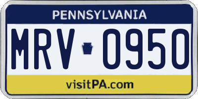 PA license plate MRV0950