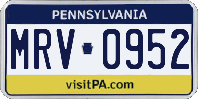 PA license plate MRV0952
