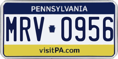 PA license plate MRV0956